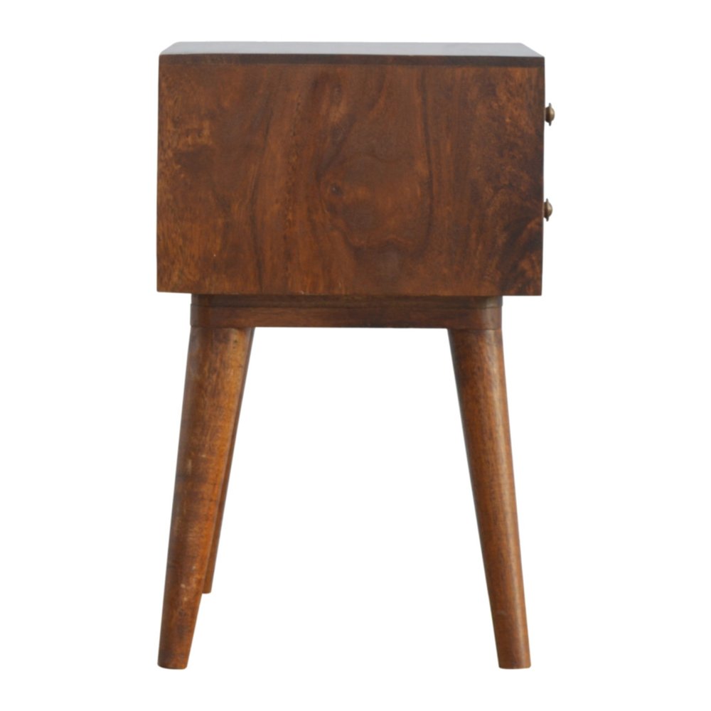 Chestnut Solid Wood Geometric Brass Inlay Two Drawer Nightstand - 22-inch