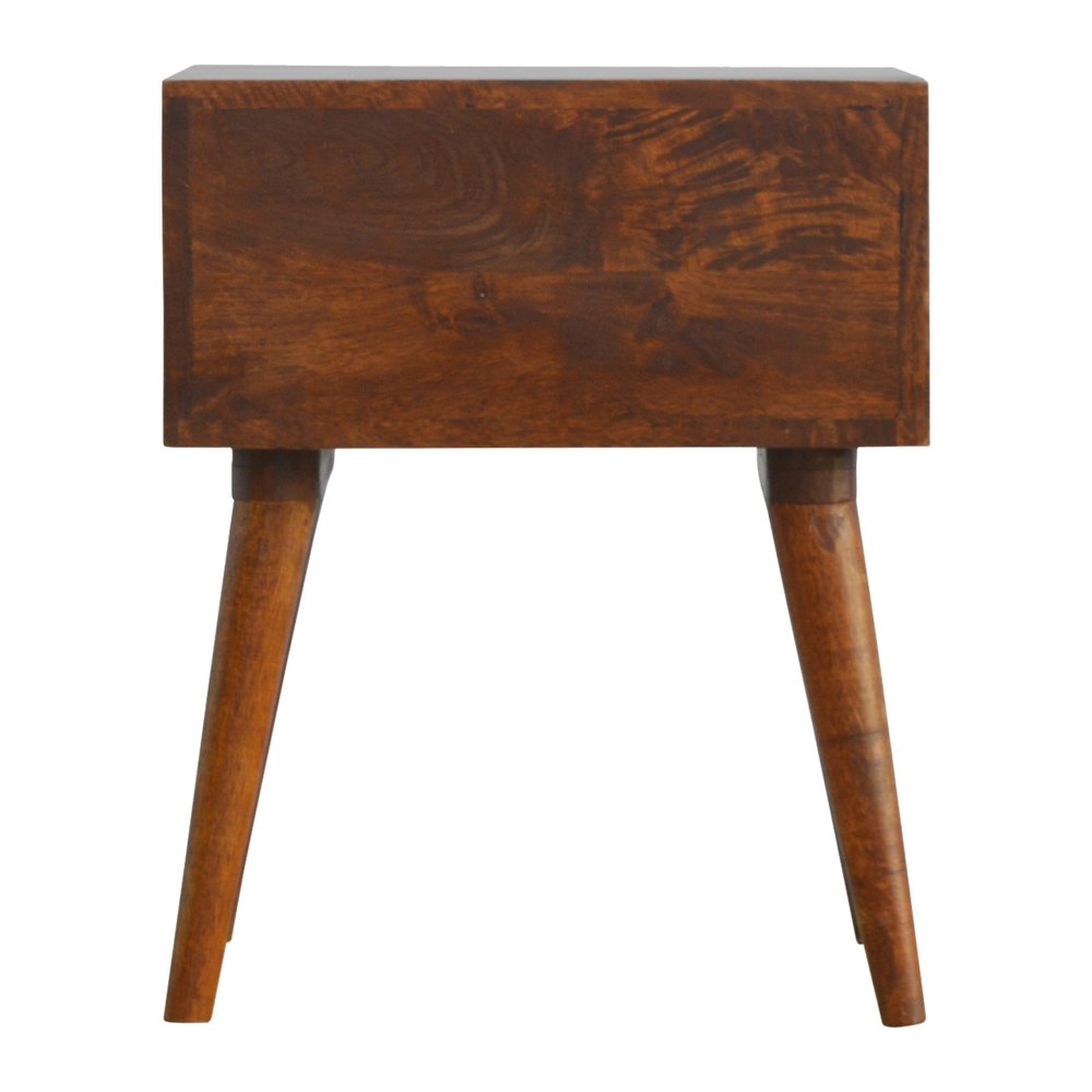 Chestnut Solid Wood Geometric Brass Inlay Two Drawer Nightstand - 22-inch