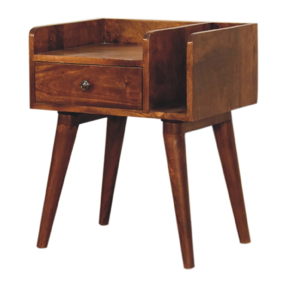 Chestnut Solid Wood One Drawer Nightstand - 22-inch