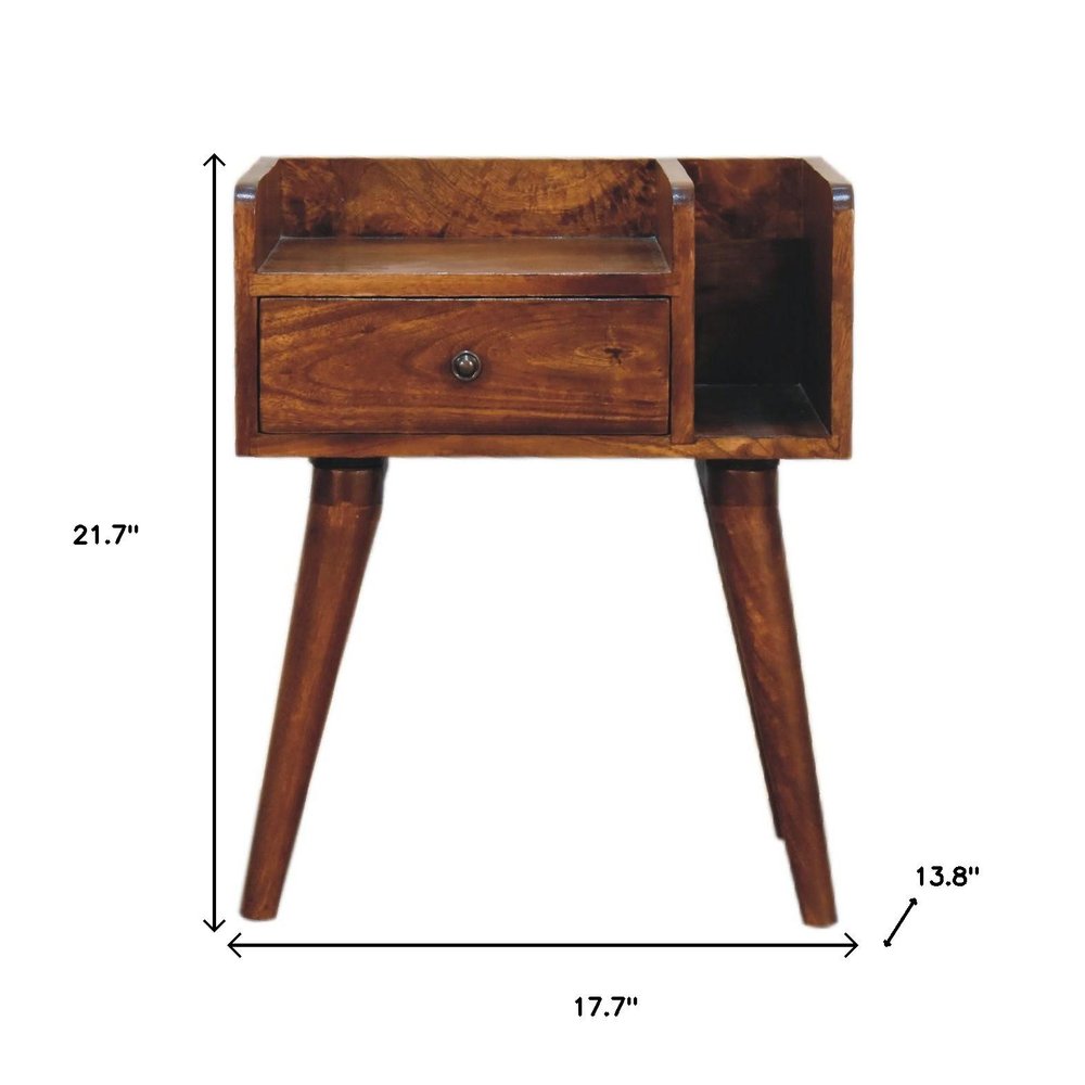 Chestnut Solid Wood One Drawer Nightstand - 22-inch