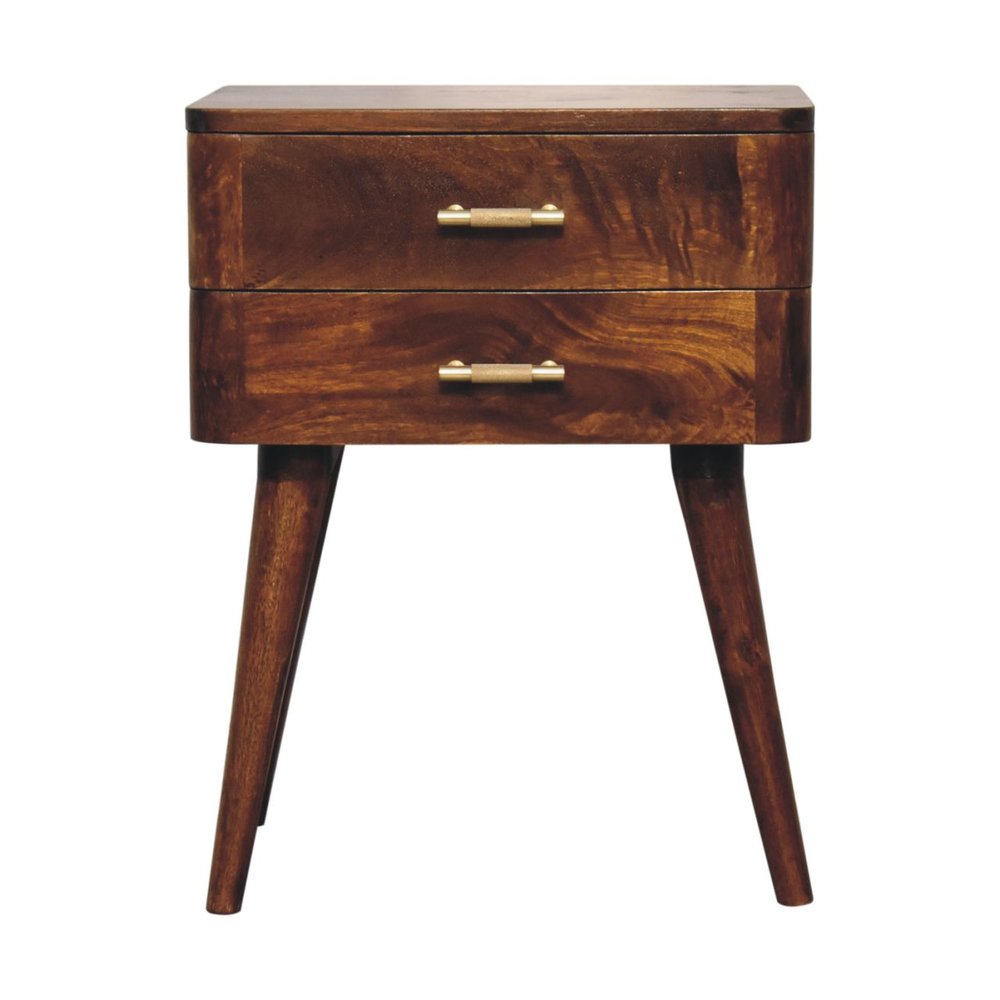 Chestnut Solid Wood Two Drawer Nightstand - 23-inch
