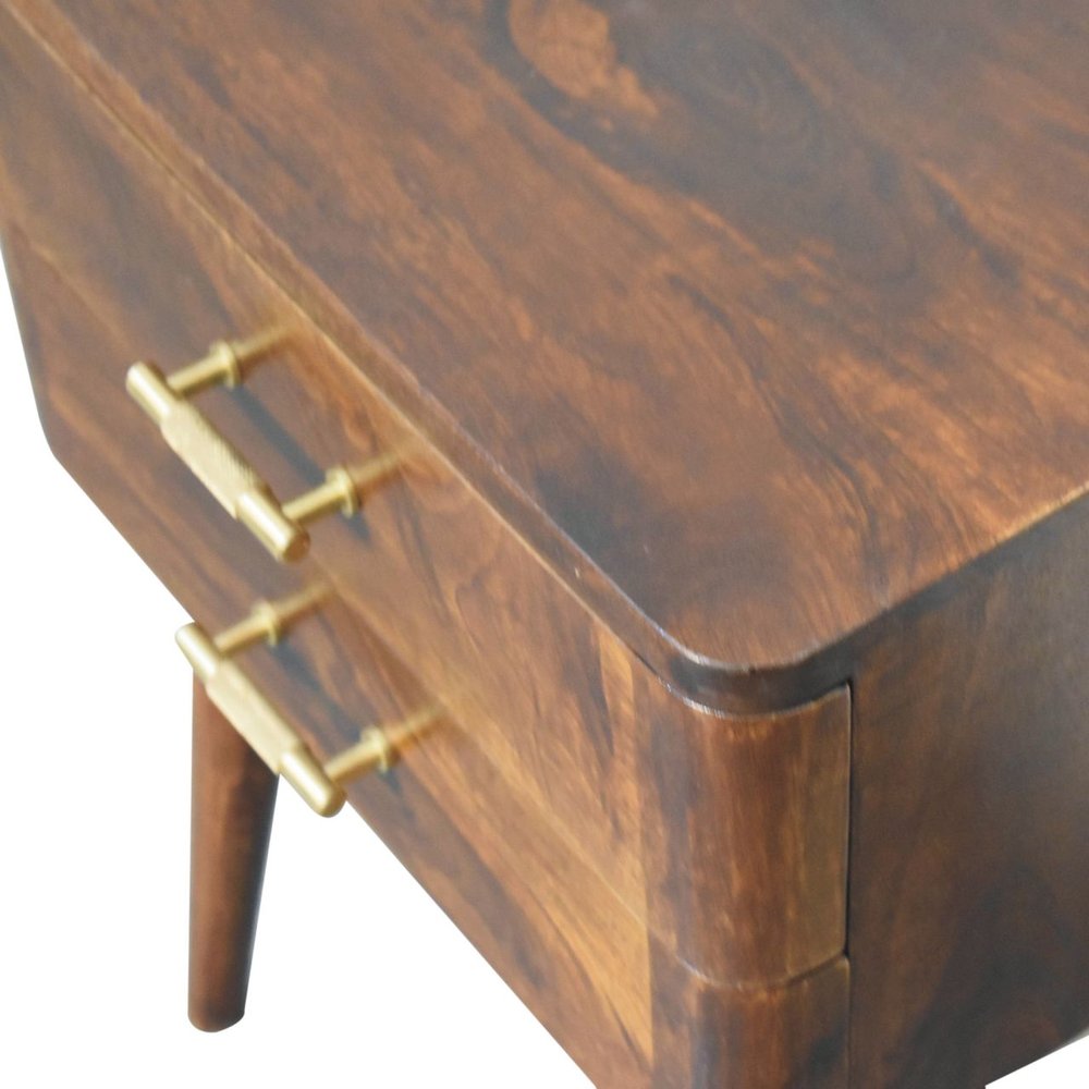 Chestnut Solid Wood Two Drawer Nightstand - 23-inch