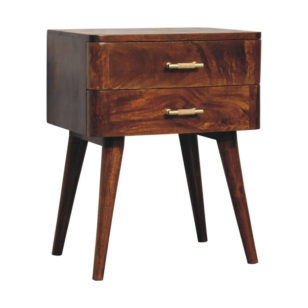 Chestnut Solid Wood Two Drawer Nightstand - 23-inch