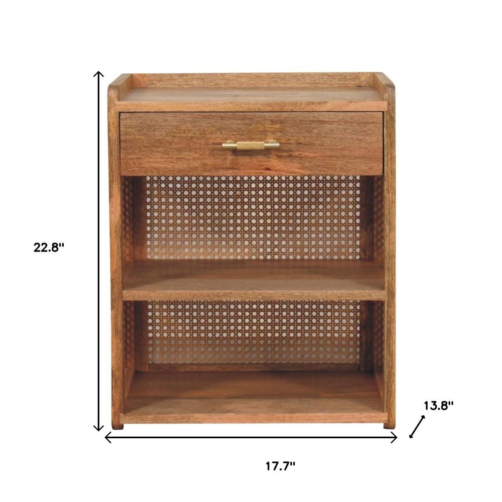 Oak Solid Wood One Drawer Nightstand - 23-inch