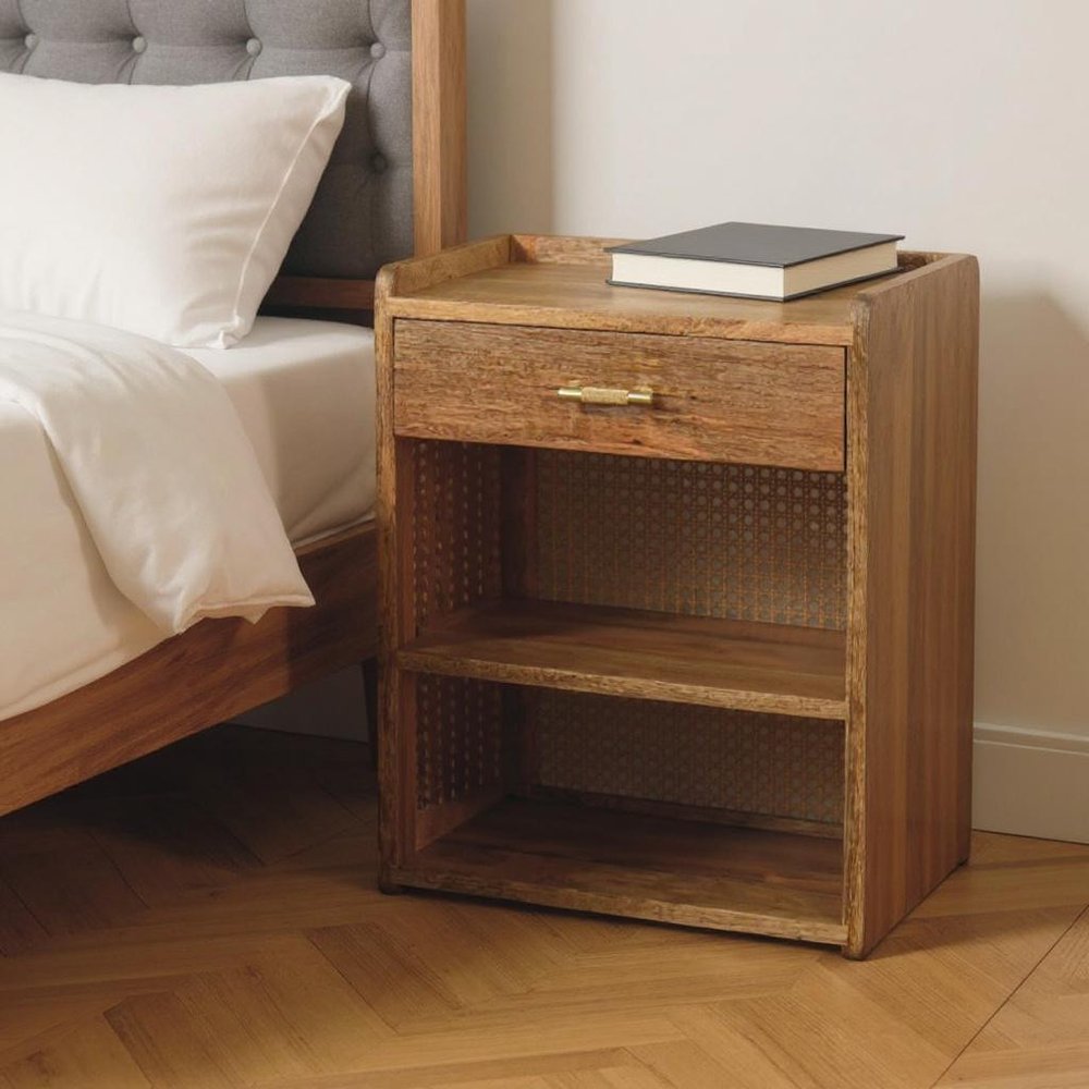 Oak Solid Wood One Drawer Nightstand - 23-inch