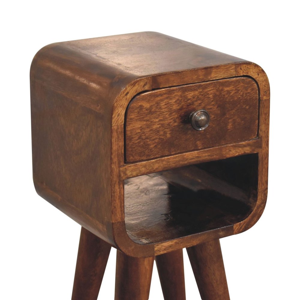Chestnut Solid Wood Square One Drawer Nightstand - 16-inch