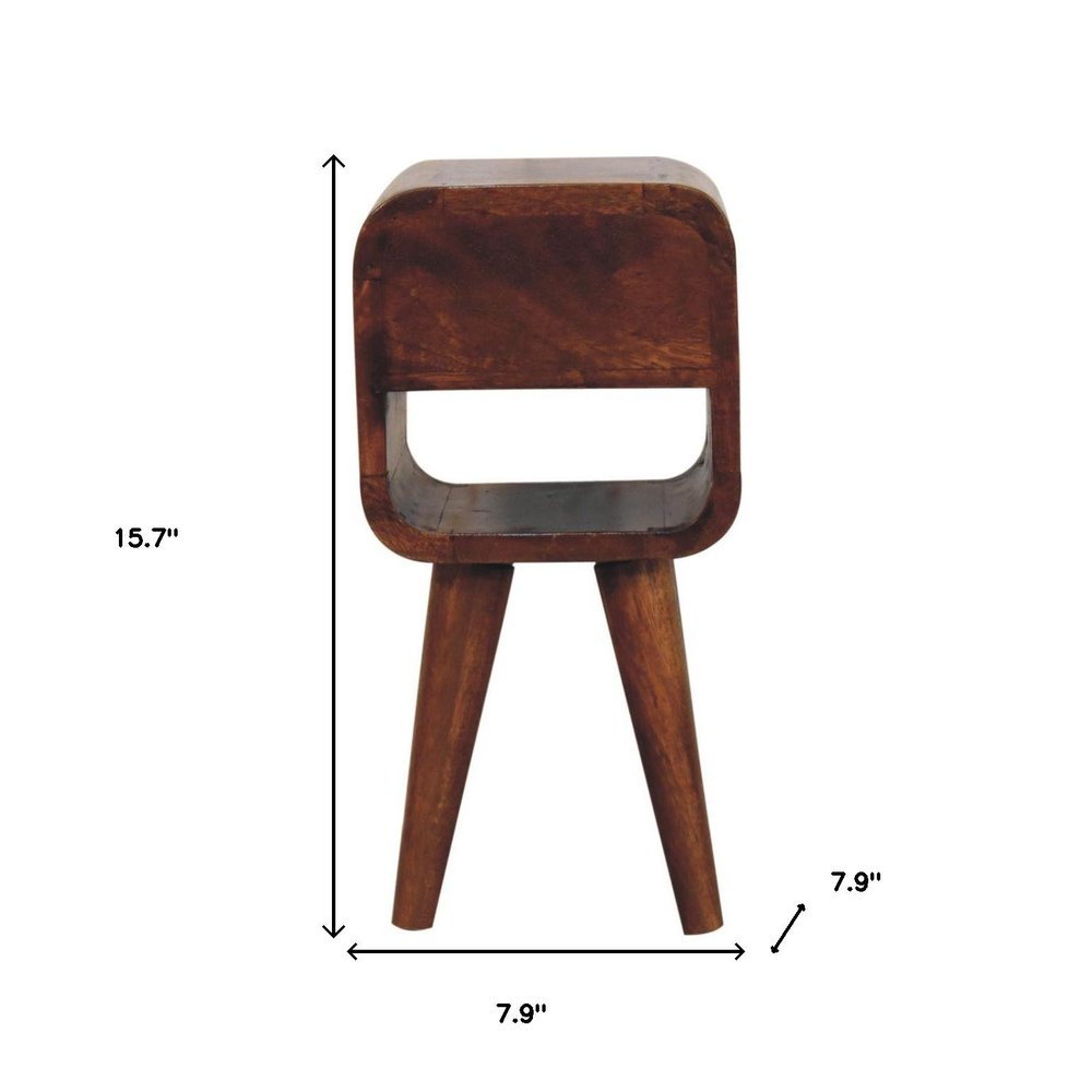 Chestnut Solid Wood Square One Drawer Nightstand - 16-inch