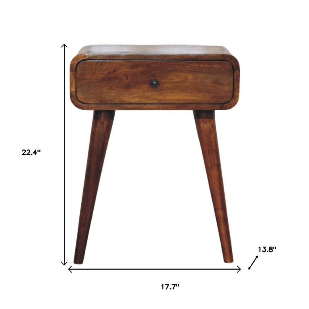 Chestnut Solid Wood One Drawer Nightstand - 22-inch