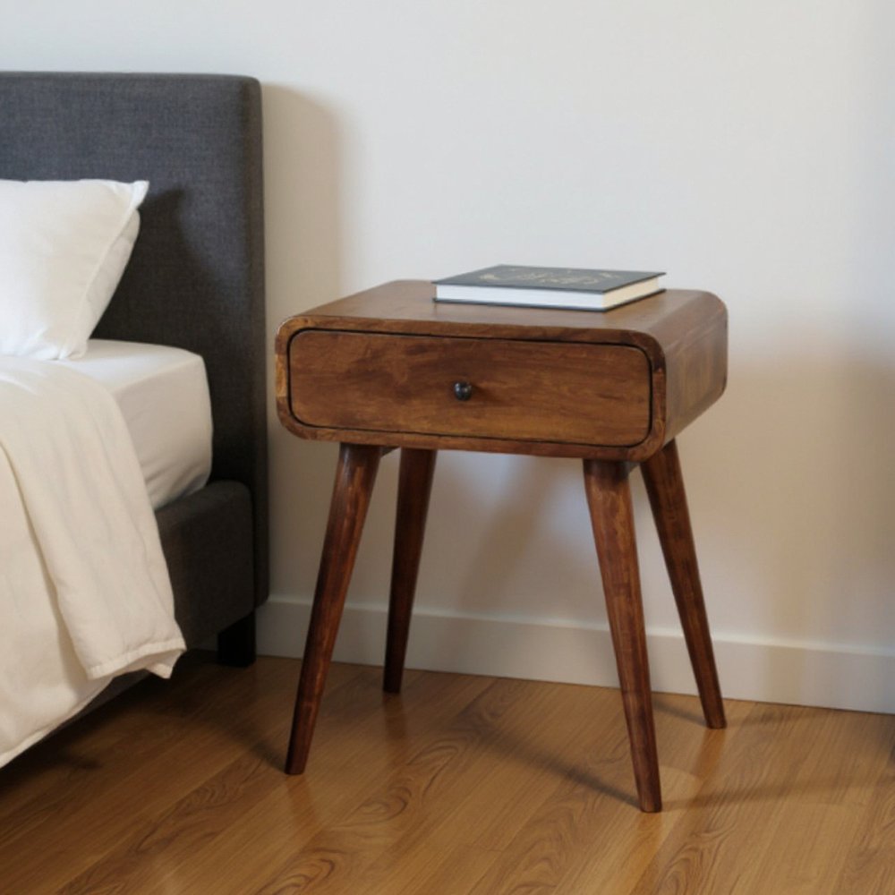 Chestnut Solid Wood One Drawer Nightstand - 22-inch
