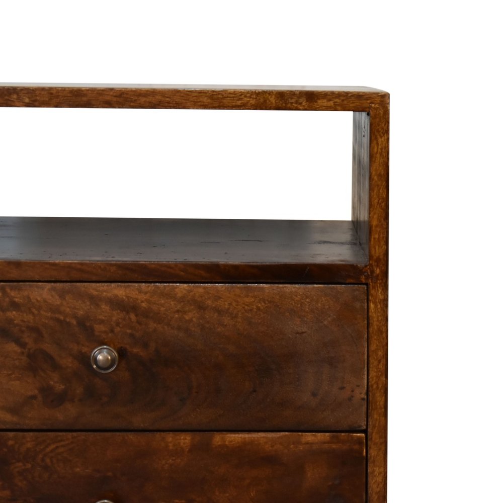Chestnut Solid Wood Two Drawer Nightstand - 24-inch