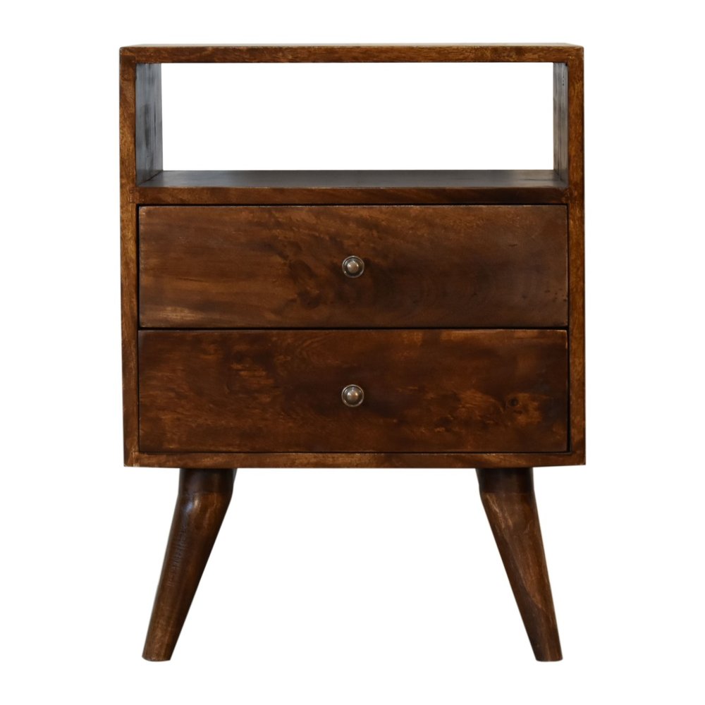 Chestnut Solid Wood Two Drawer Nightstand - 24-inch