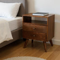 Chestnut Solid Wood Two Drawer Nightstand - 24-inch