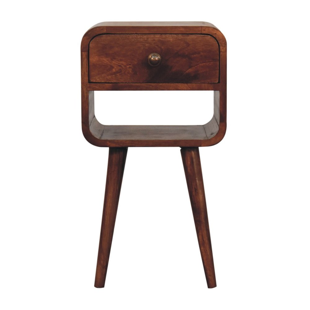 Dark Brown Solid Wood Square One Drawer Nightstand - 22-inch