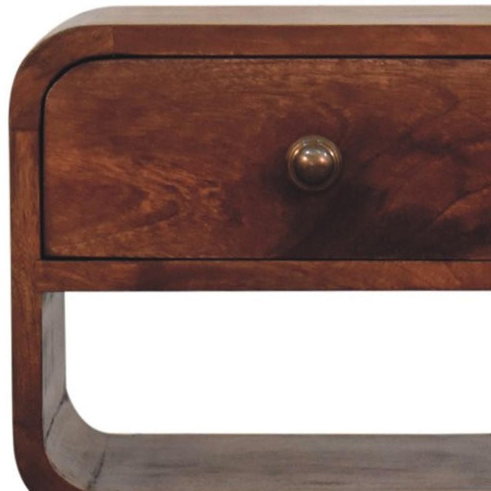 Dark Brown Solid Wood Square One Drawer Nightstand - 22-inch