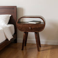 Walnut Solid Wood Oval One Drawer Nightstand - 21-inch