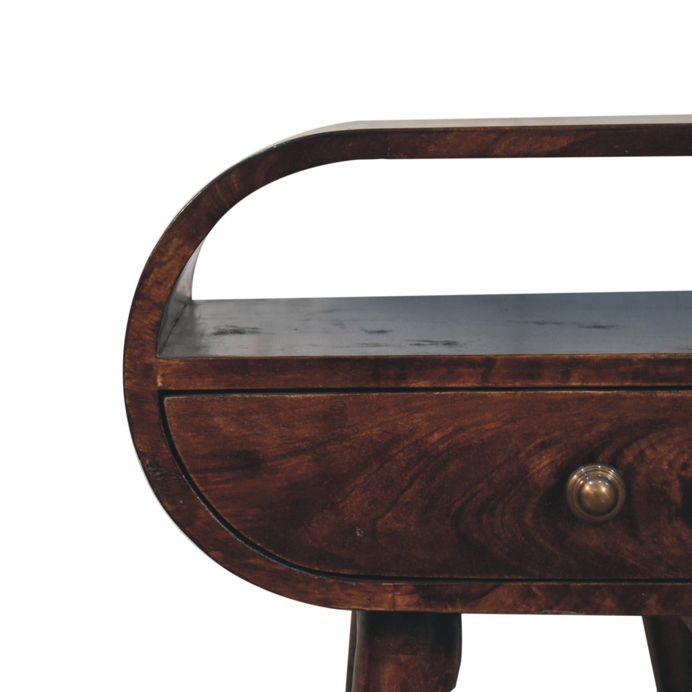 Walnut Solid Wood Oval One Drawer Nightstand - 21-inch