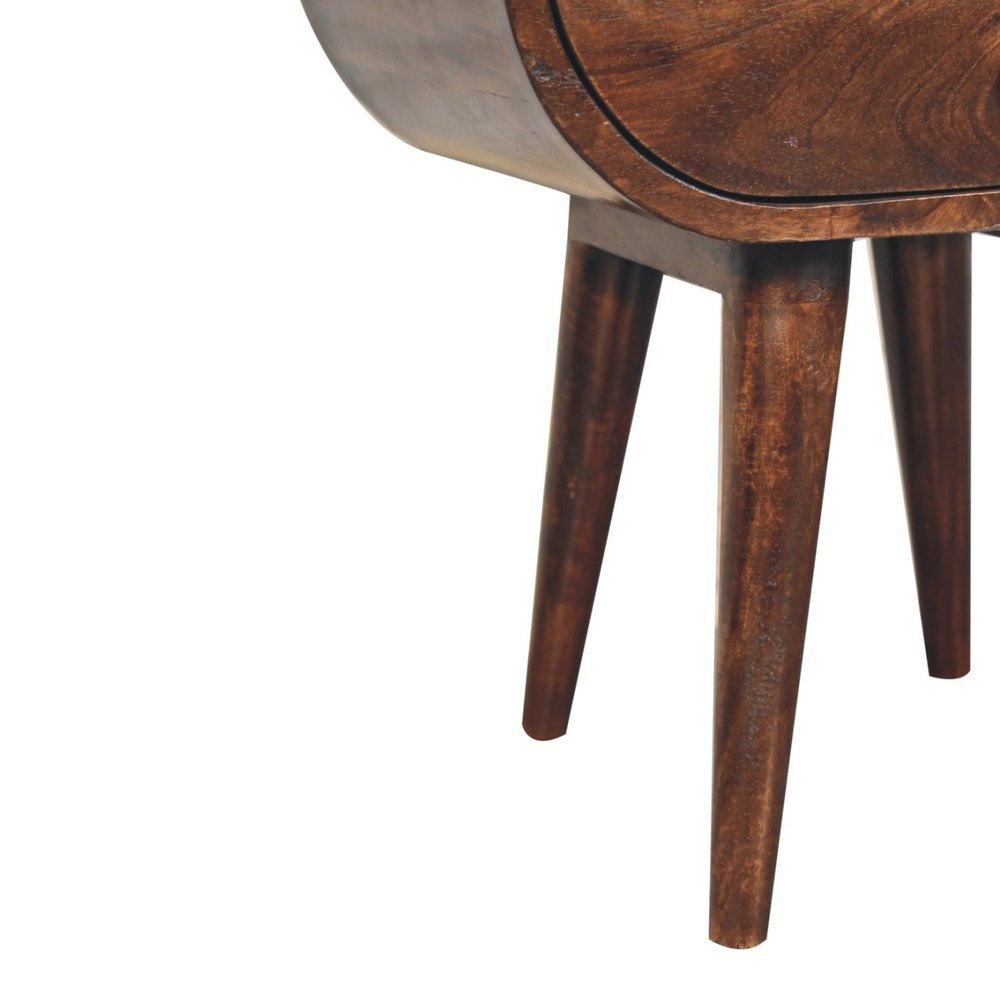 Walnut Solid Wood Oval One Drawer Nightstand - 21-inch