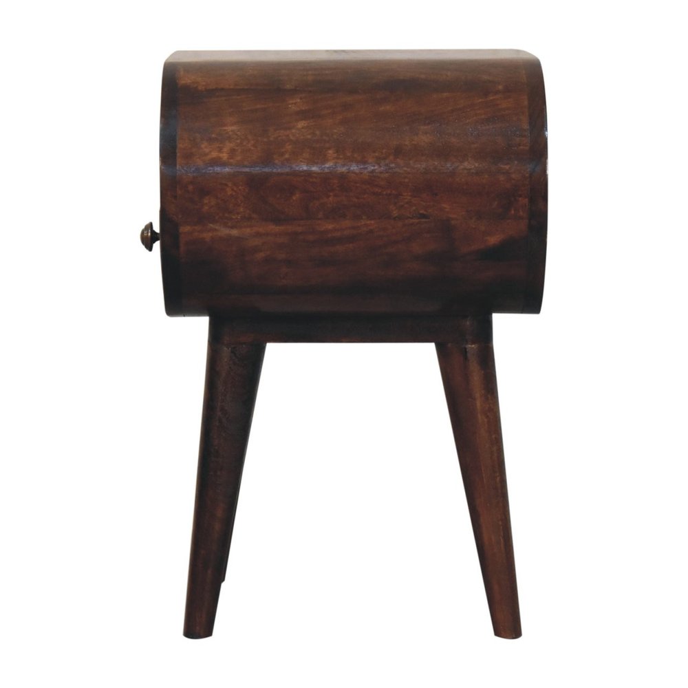 Walnut Solid Wood Oval One Drawer Nightstand - 21-inch