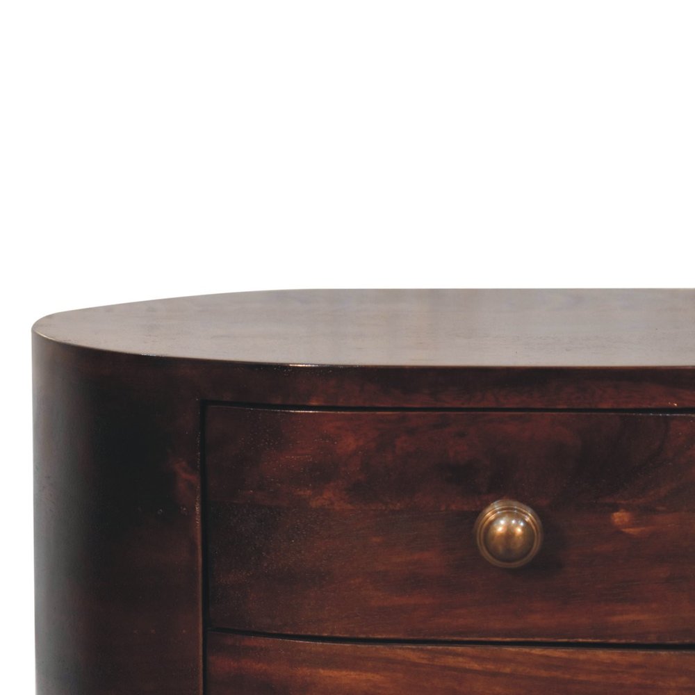 Walnut Solid Wood Oval Two Drawer Nightstand - 21-inch