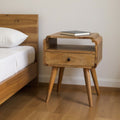 Light Brown Solid Wood One Drawer Nightstand - 22-inch