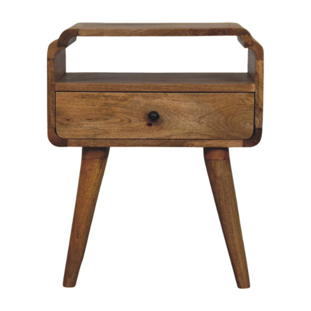 Light Brown Solid Wood One Drawer Nightstand - 22-inch