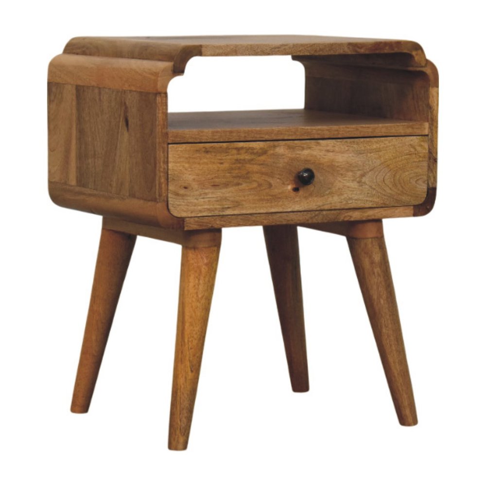 Light Brown Solid Wood One Drawer Nightstand - 22-inch