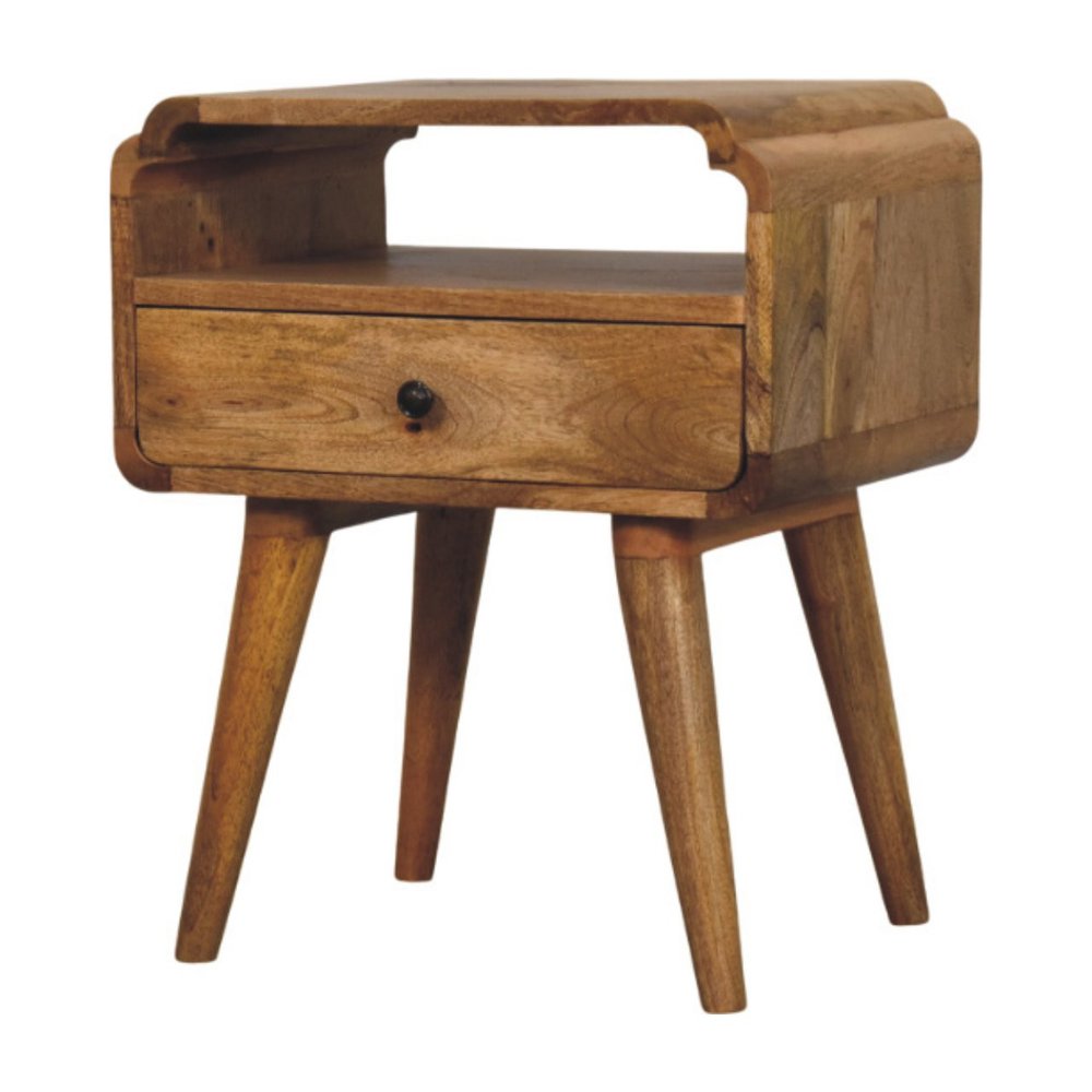 Light Brown Solid Wood One Drawer Nightstand - 22-inch
