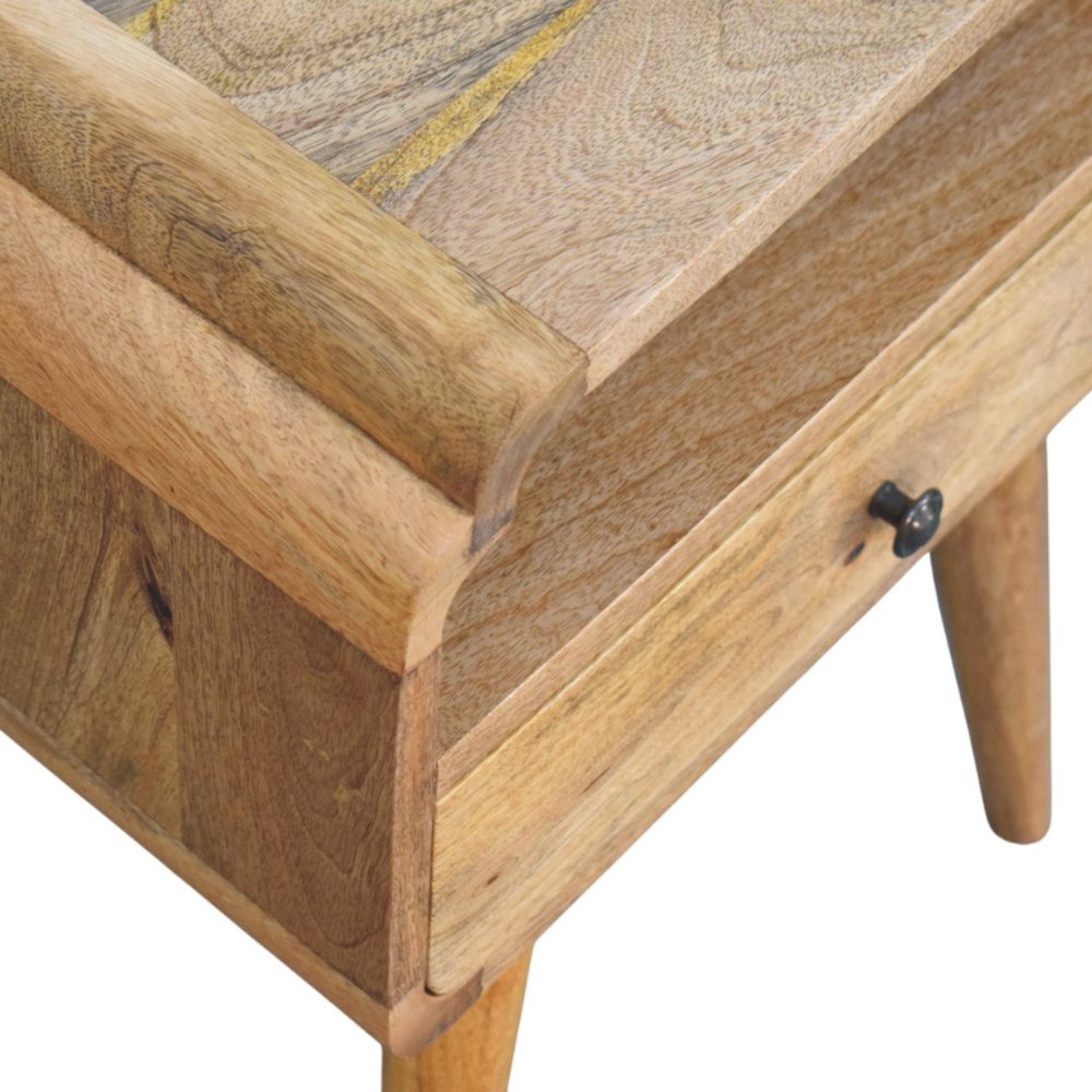 Light Brown Solid Wood One Drawer Nightstand - 22-inch