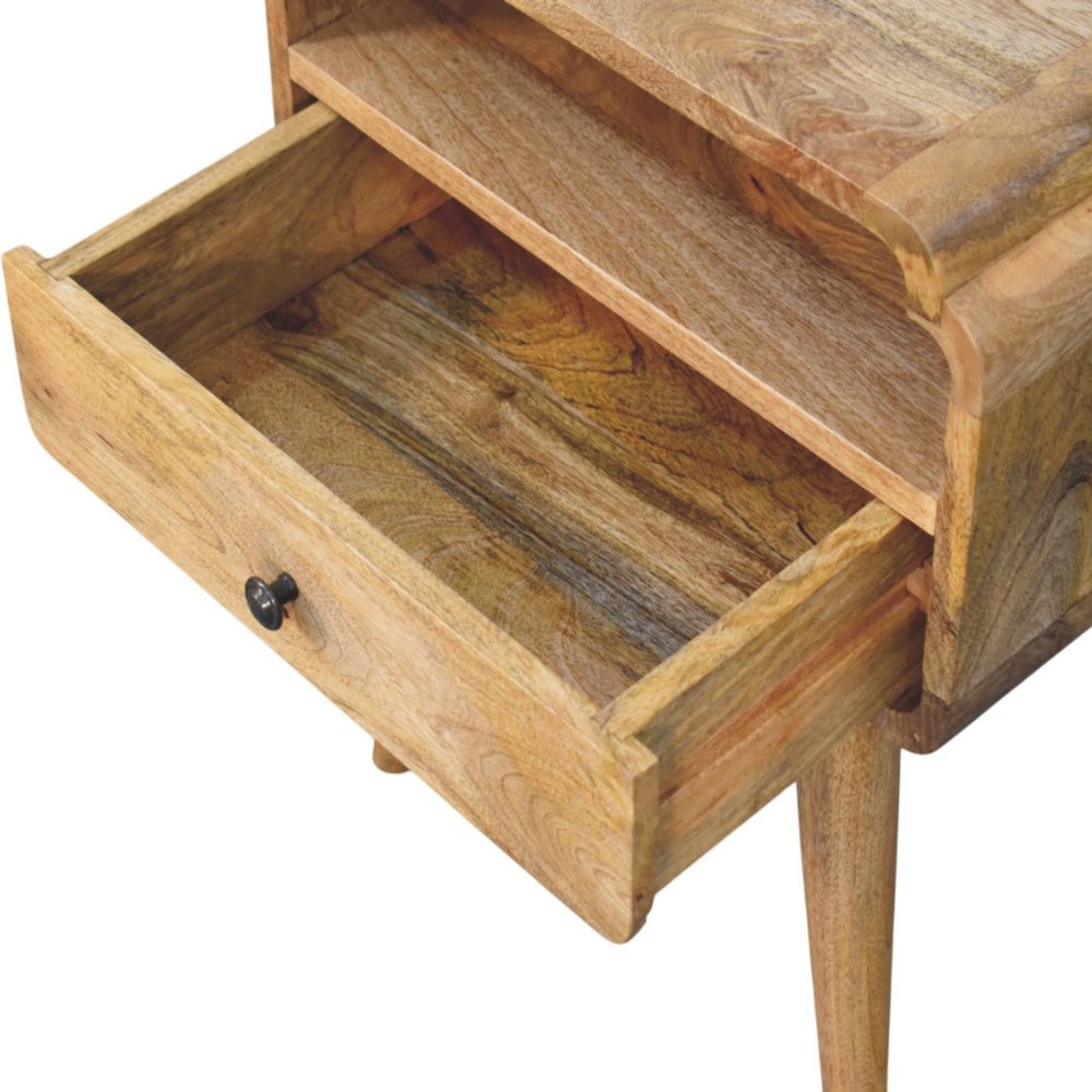 Light Brown Solid Wood One Drawer Nightstand - 22-inch