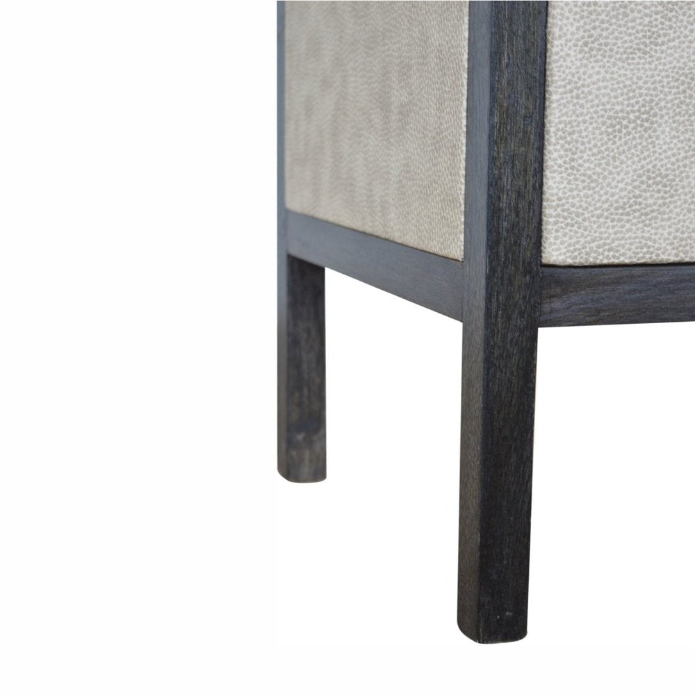 Gray and Black Solid Wood and Faux Shagreen Three Drawer Nightstand - 24-inch
