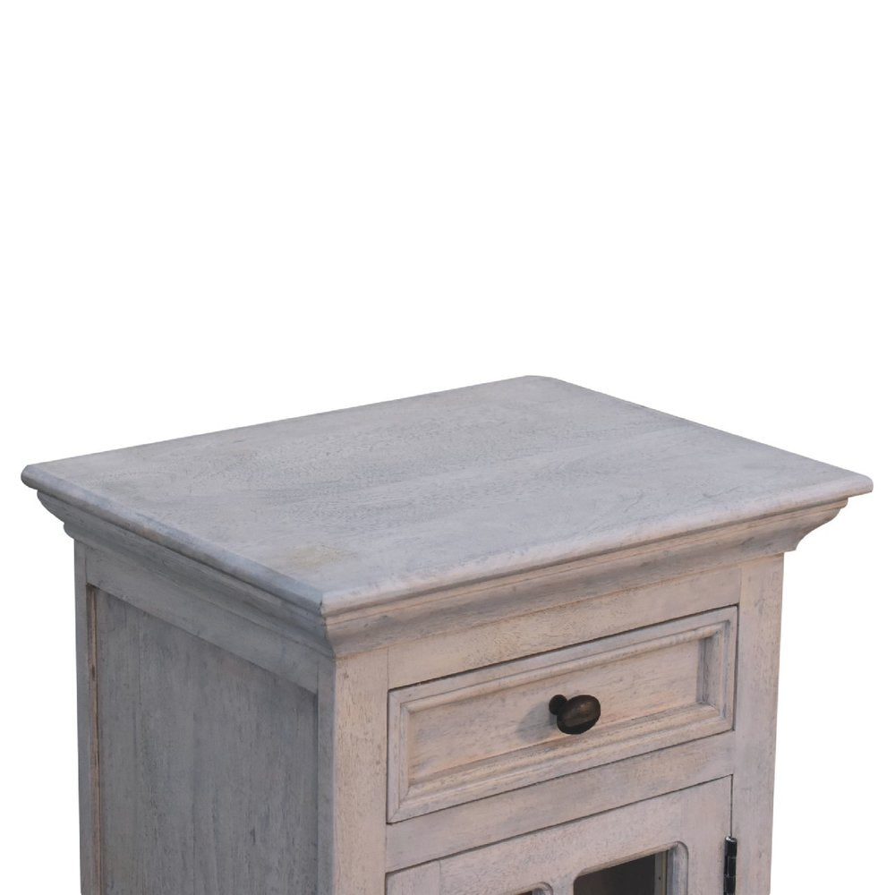 Gray Solid Wood and Glass Distressed Two Drawer Nightstand - 24-inch
