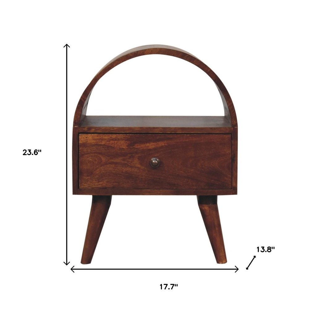 Chestnut Solid Wood Oval Top One Drawer Nightstand - 24-inch
