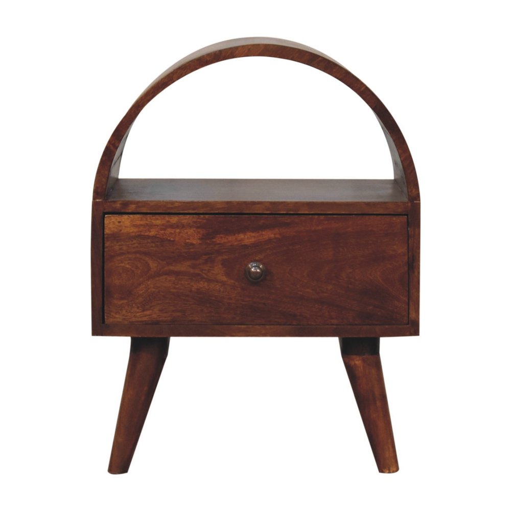 Chestnut Solid Wood Oval Top One Drawer Nightstand - 24-inch
