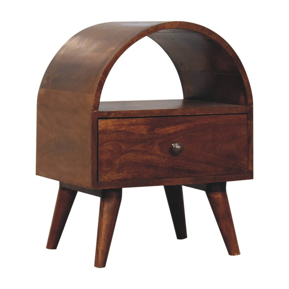 Chestnut Solid Wood Oval Top One Drawer Nightstand - 24-inch