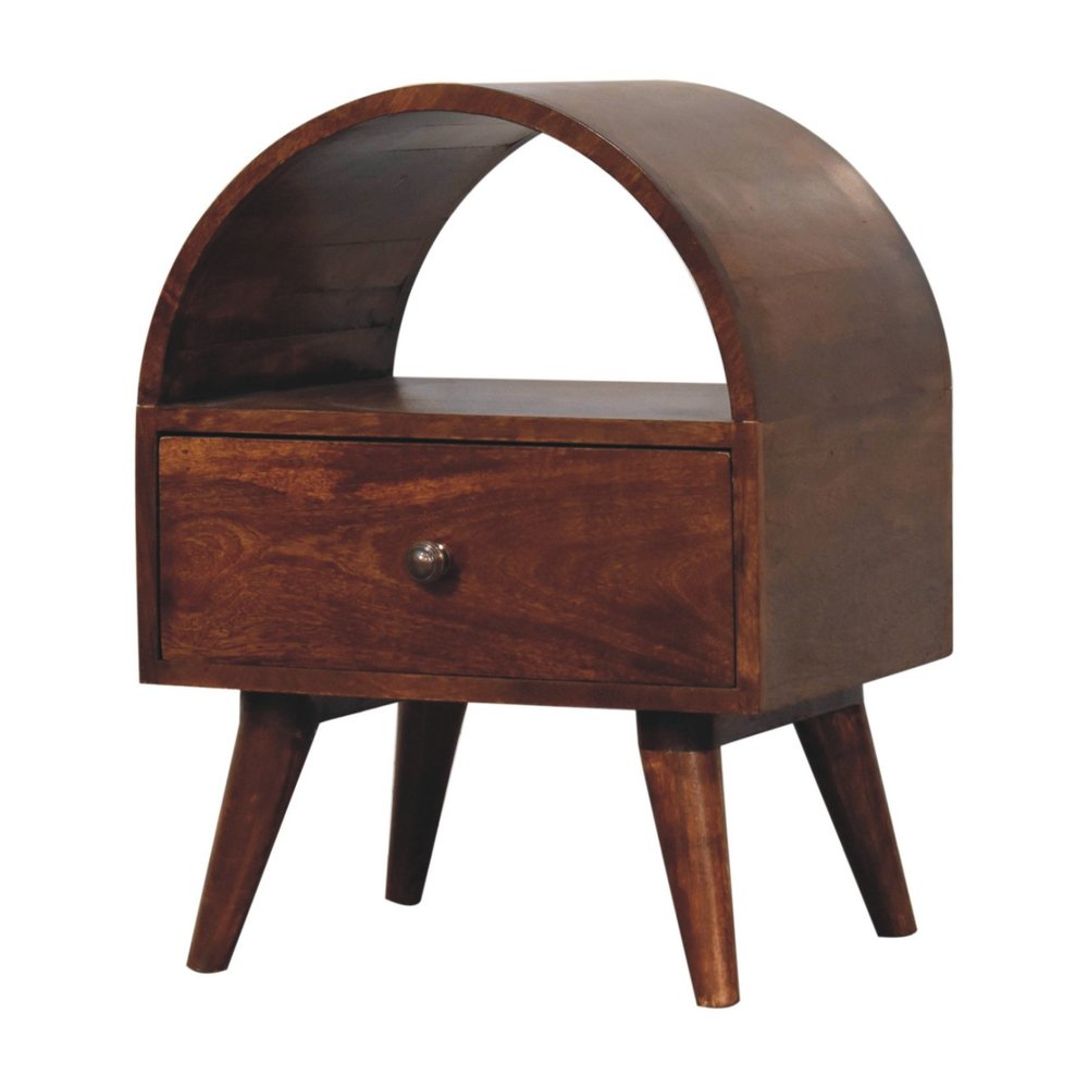 Chestnut Solid Wood Oval Top One Drawer Nightstand - 24-inch