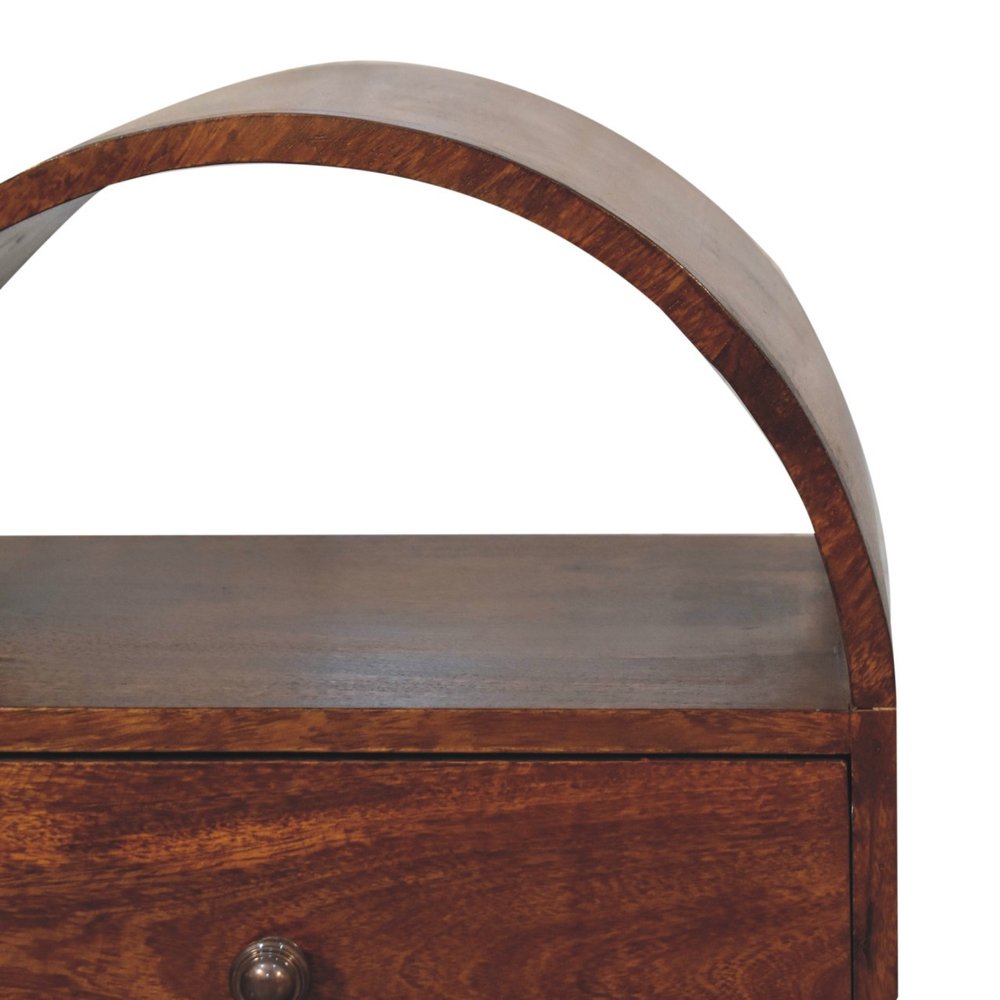 Chestnut Solid Wood Oval Top One Drawer Nightstand - 24-inch