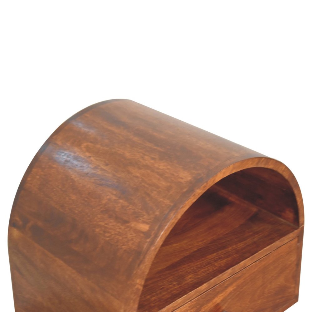 Chestnut Solid Wood Oval Top One Drawer Nightstand - 24-inch