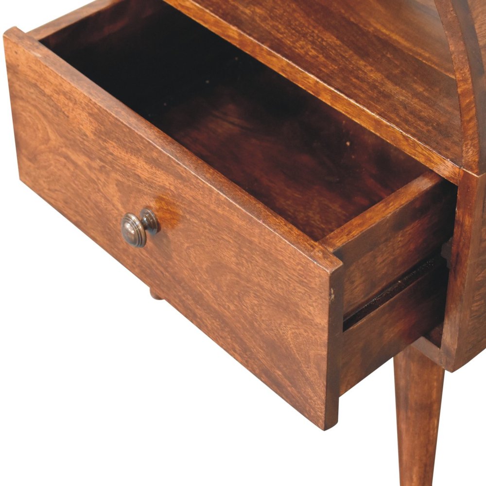 Chestnut Solid Wood Oval Top One Drawer Nightstand - 24-inch