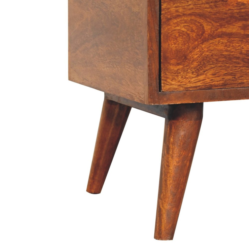 Chestnut Solid Wood Oval Top One Drawer Nightstand - 24-inch