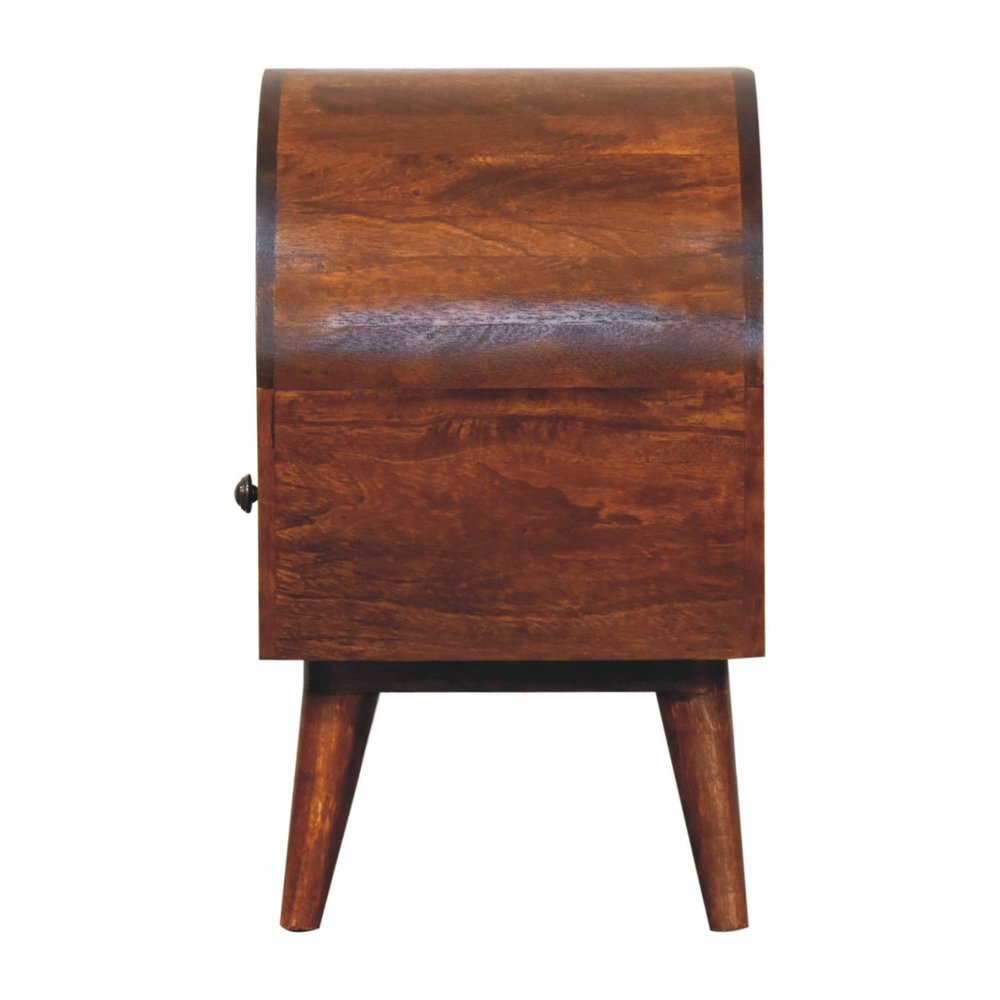 Chestnut Solid Wood Oval Top One Drawer Nightstand - 24-inch