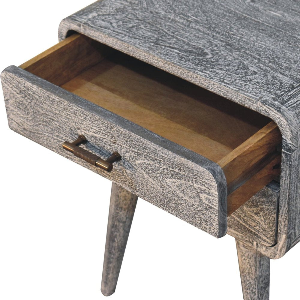 Gray Solid Wood Distressed Two Drawer Nightstand - 22-inch