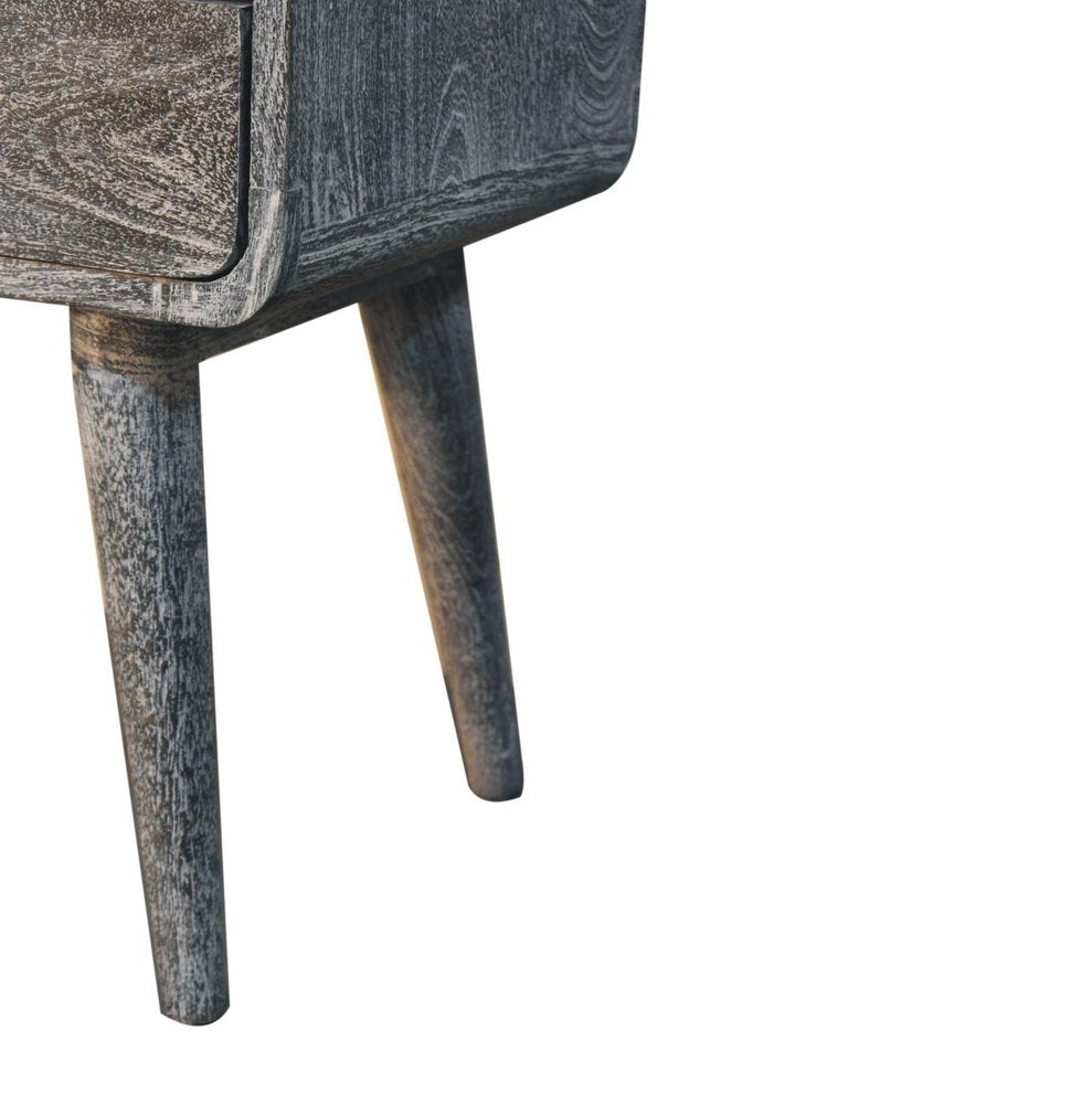 Gray Solid Wood Distressed Two Drawer Nightstand - 22-inch