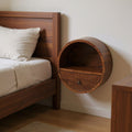 Chestnut Solid Wood Round One Drawer Floating Nightstand - 16-inch