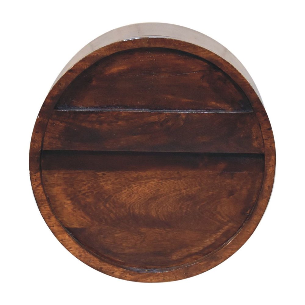 Chestnut Solid Wood Round One Drawer Floating Nightstand - 16-inch