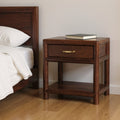 Chestnut Solid Wood Square One Drawer Nightstand - 20-inch