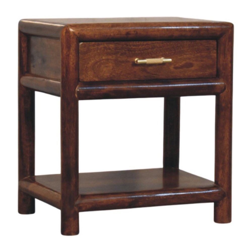 Chestnut Solid Wood Square One Drawer Nightstand - 20-inch