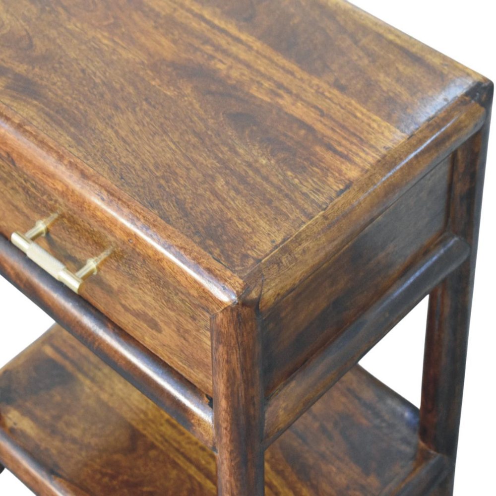 Chestnut Solid Wood Square One Drawer Nightstand - 20-inch