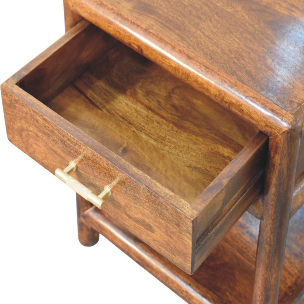 Chestnut Solid Wood Square One Drawer Nightstand - 20-inch