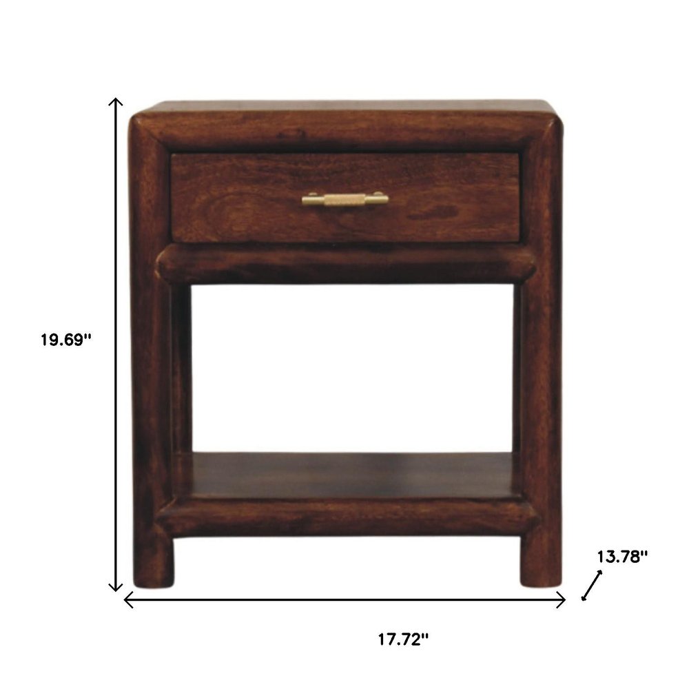 Chestnut Solid Wood Square One Drawer Nightstand - 20-inch