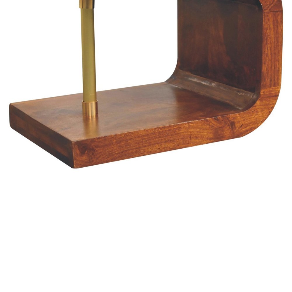 Chestnut and Gold Solid Wood Curved Nightstand - 24-inch